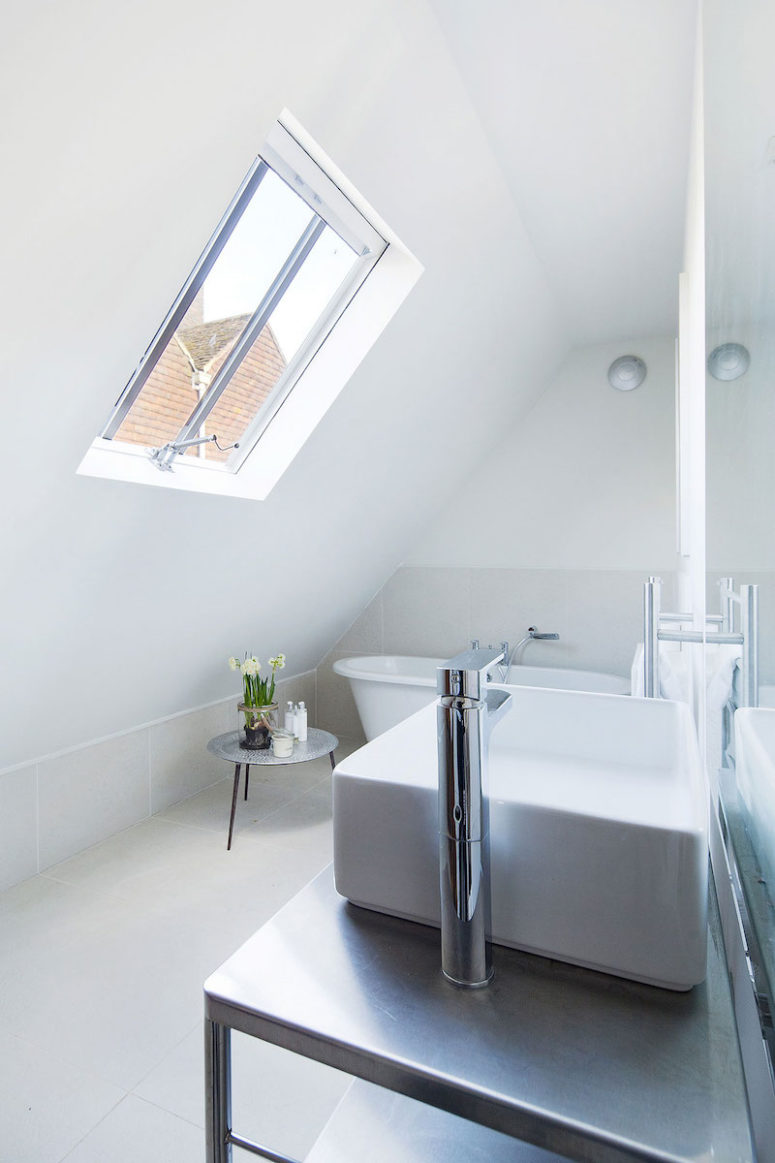attic bathroom The bathroom is a nice example of how a small attic bathroom can be designed maximizing functionality