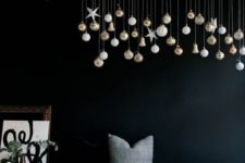 13 dark christmas bedroom decor with metallic ornaments