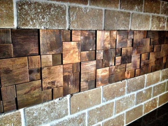 unique copper mosaic metal backsplash tiles