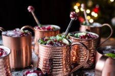14 serve holiday drinks in copper mugs