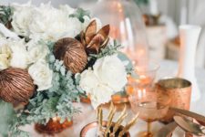 15 copper and white is a great combo for decorating a table