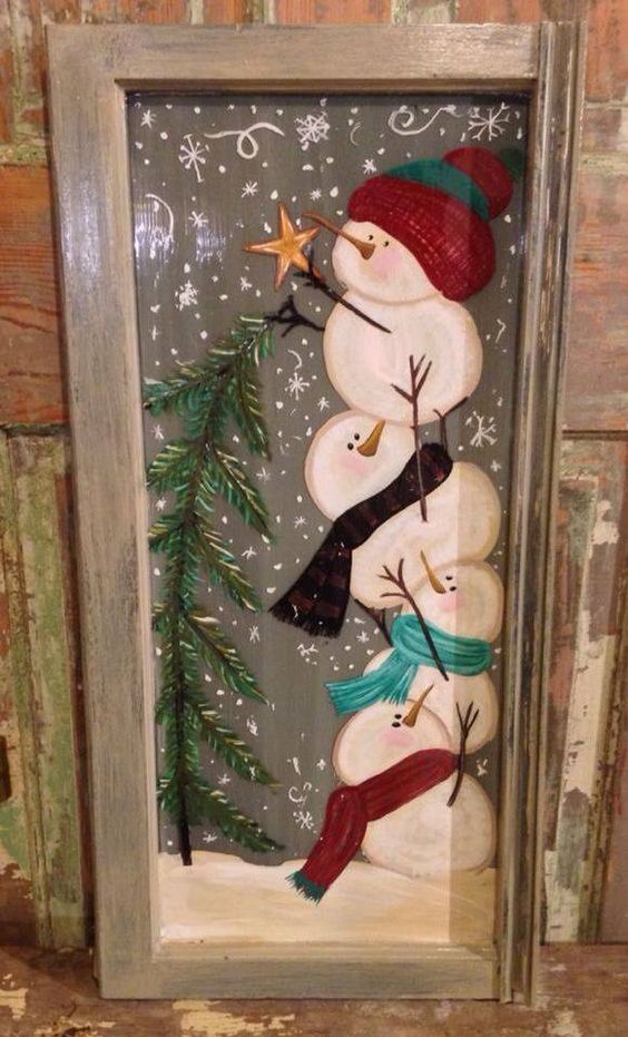 snowman artwork in a frame can be hung everywhere