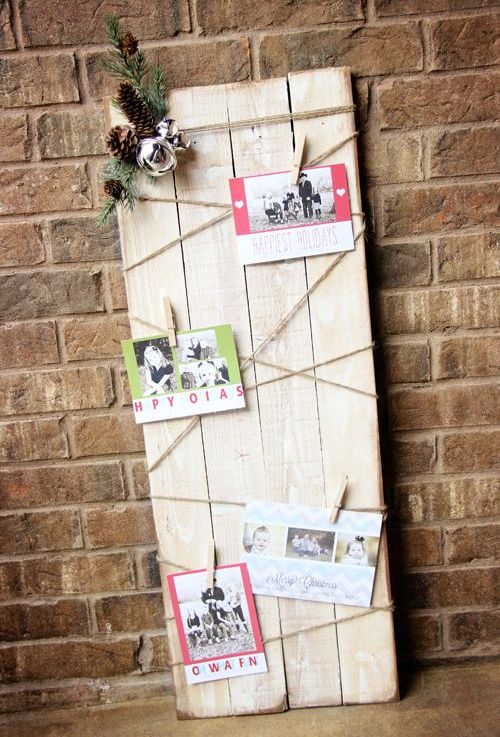 a usual pallet piece can be wrapped with twine to hold cards