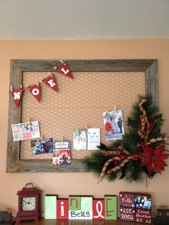 framed wire mesh for attaching garlands and cards