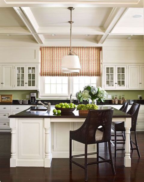 sage green beadboard backsplash can make an accent in a neutral kitchen