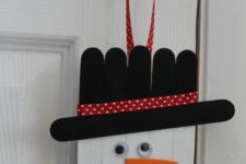 19 DIY popsicle stick snowman hanger can be easily made by you and your kids