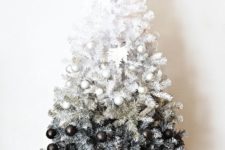 19 black and white ombre tree with matching ornaments