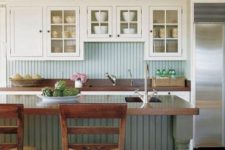23 green beadboard backsplash echoes with the kitchen island cover