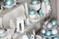 25 aqua, silver and white Christmas decor