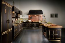 25 stunning black art deco kitchen with a copper backsplash is bursting with style
