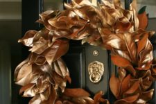 26 copper magnolia leaves wreath