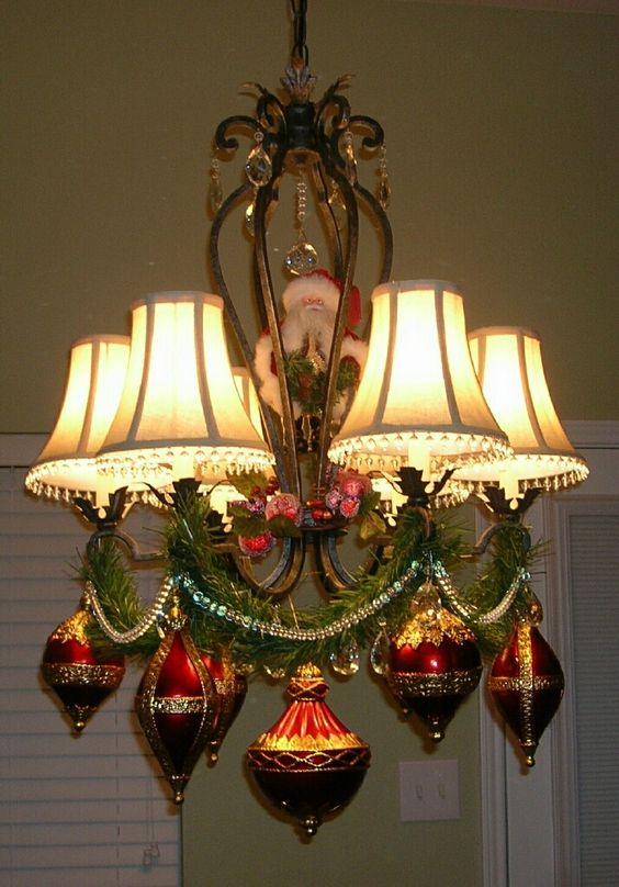 a Santa, ornaments and garlands for simple festive decor