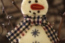 33 sewn stuffed snowman ornament