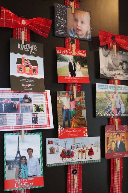 plaid fabric strips for attaching cards to them