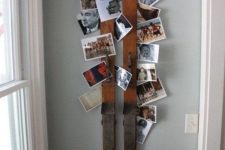 42 skis can be used for a rustic card and photo display
