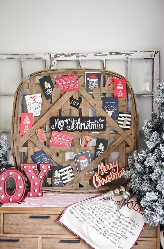 tobacco basket Christmas card holder