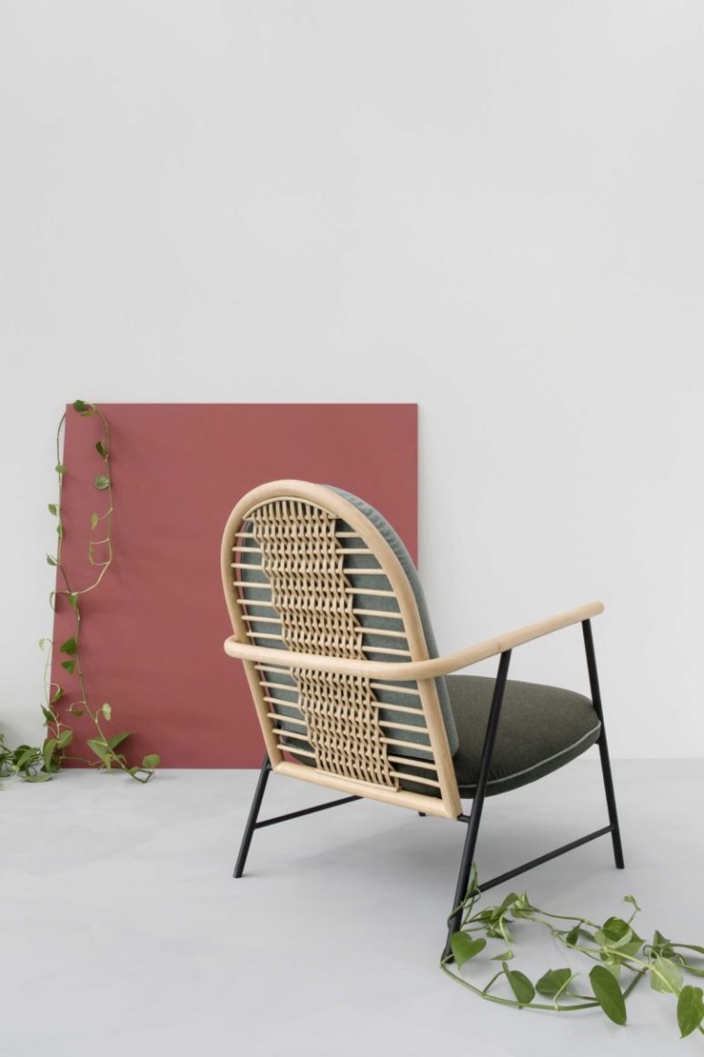 The designer is a fan of ethnic influences, so the back of the chair is based on a hand weaving technique from the Philippines The designer is a fan of ethnic influences, so the back of the chair is based on a hand weaving technique from the Philippines