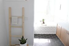 02 black hex tiles and white grout and white subway tiles with black grout