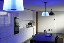 03 Blue 3D lampshade in the kitchen, with an ambiance light