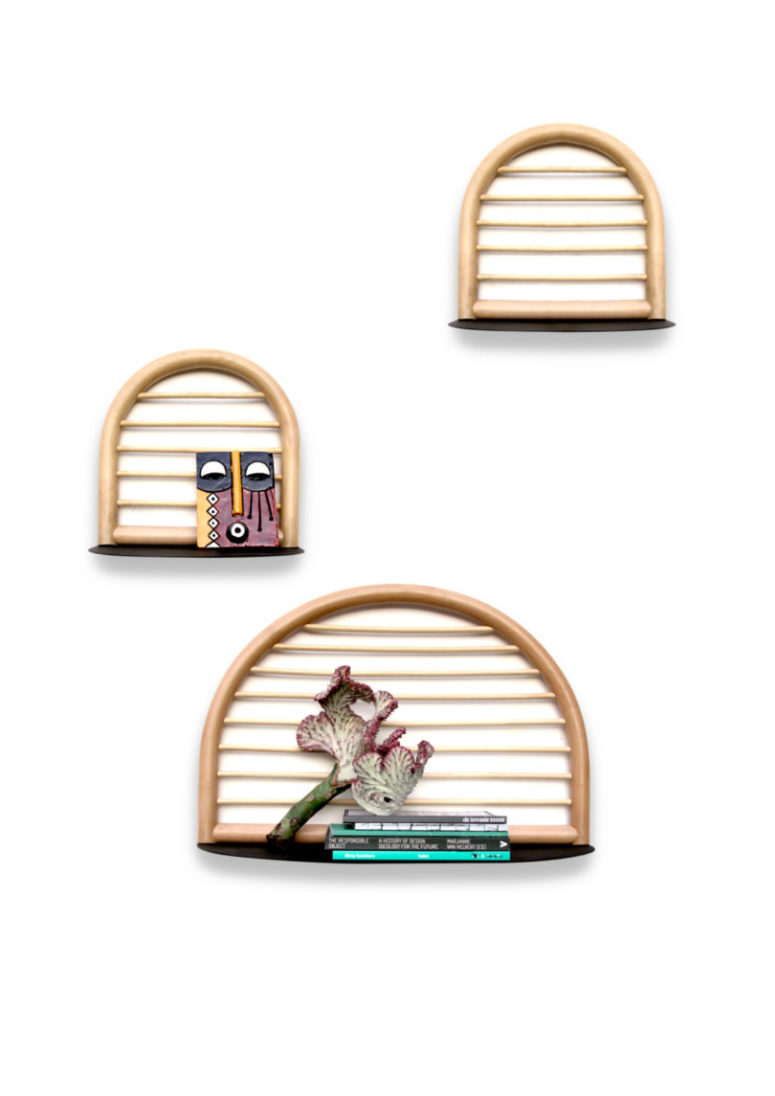 cute shelf design The shelf set has similar design, and the metal base is for holding things