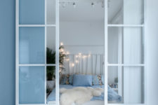 05 The whitewashed pallet bed with a lit up headboard is right what shows Scandinavian style