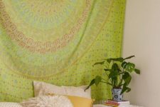 07 ethnic blanket instead of a headboard in your bedroom