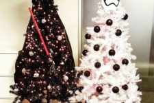 black and white christmas trees