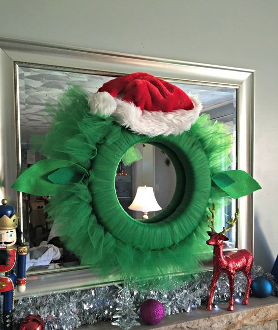 funny tulle Yoda Christmas wreath