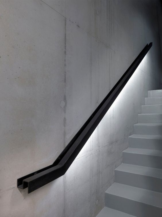 industrial metal handrail with LED lights underneath