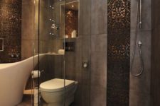 13 stunning shower with pennu floor tiles and dark lace tile runner