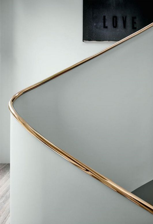 stunning copper metal handrail that contrasts