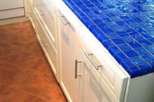16 cobalt blue and aqua colored ceramic tiles for kitchen countertop