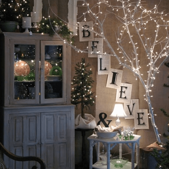 lighted up tree but not a fir tree is a cool and uncommon idea