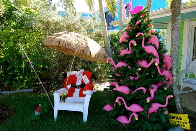 if it's too hot in your place, why not rock flamingo tree decor