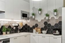 22 stunning ombre mosaic tiles on the walls and geo pattern on the floor