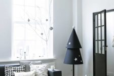 27 black paper Christmas tree with painted white stars