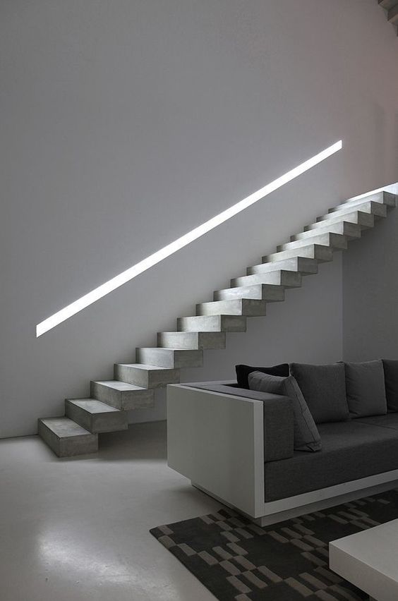 lit up handrail in a concrete wall for a minimal look