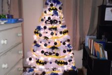 27 white Batman Christmas tree with yellow and black decor