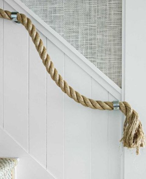 thick jute rope rail for a nautical style home