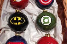 32 glossy hand painted Superhero ornaments