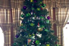 35 bold Hulk Christmas tree in purple and green