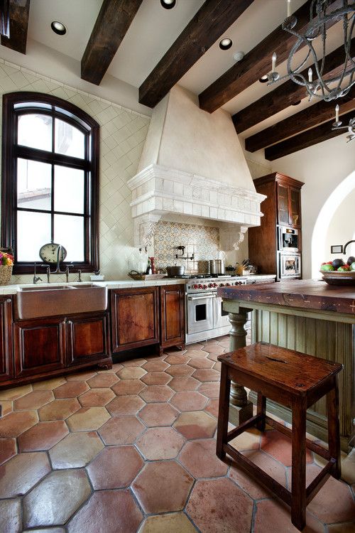 stunning large hex tile on the floor looks exquisite with natural wood furniture