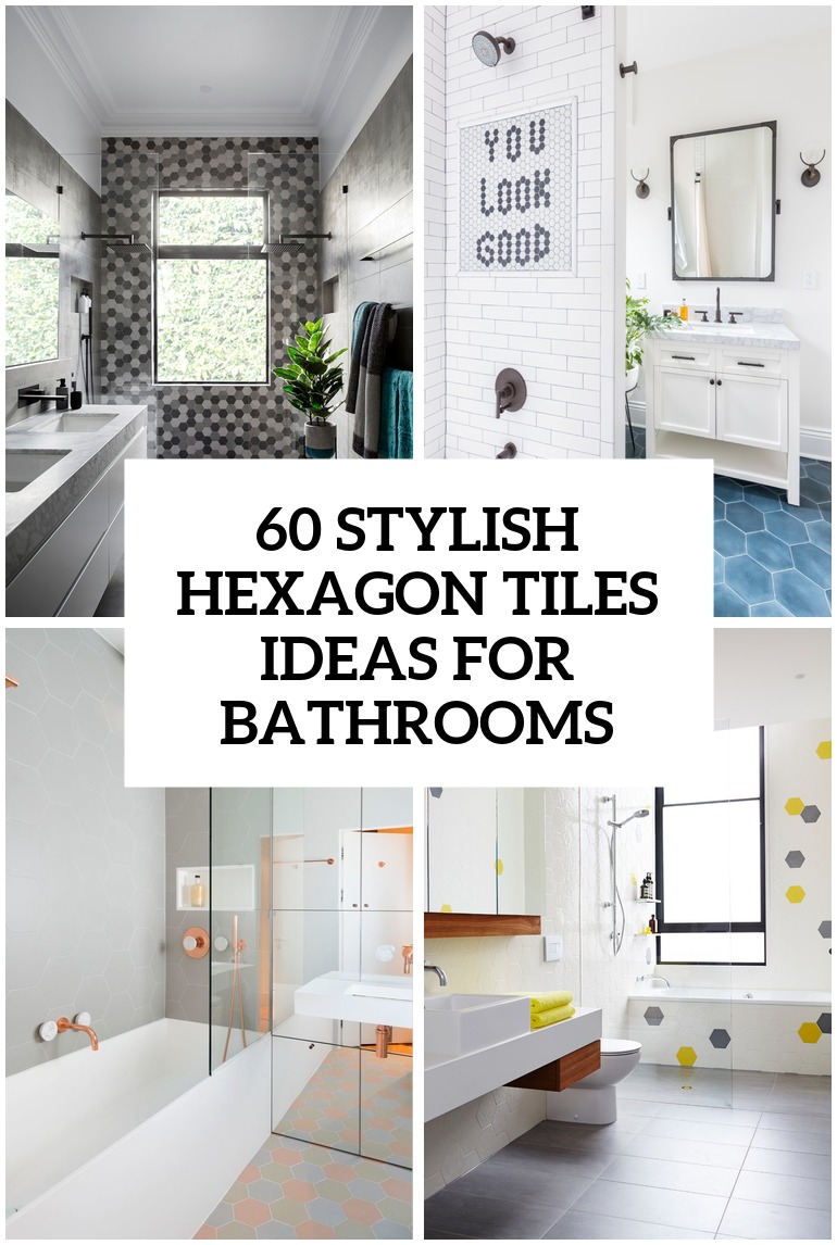 stylish hexagon tiles ideas for bathrooms cover