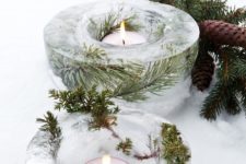41 ice candle holders with fir sprigs inside may be made by yourself