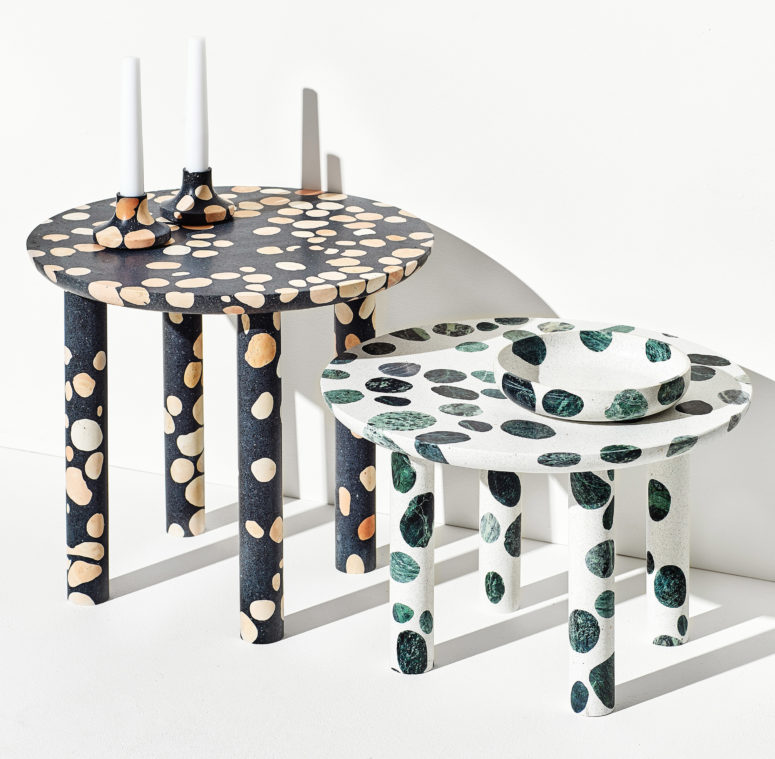 Terazzo is usually used for construction of buildings but the designer proved that it can be also used for making furniture and accessories Terazzo is usually used for construction of buildings but the designer proved that it can be also used for making furniture and accessories