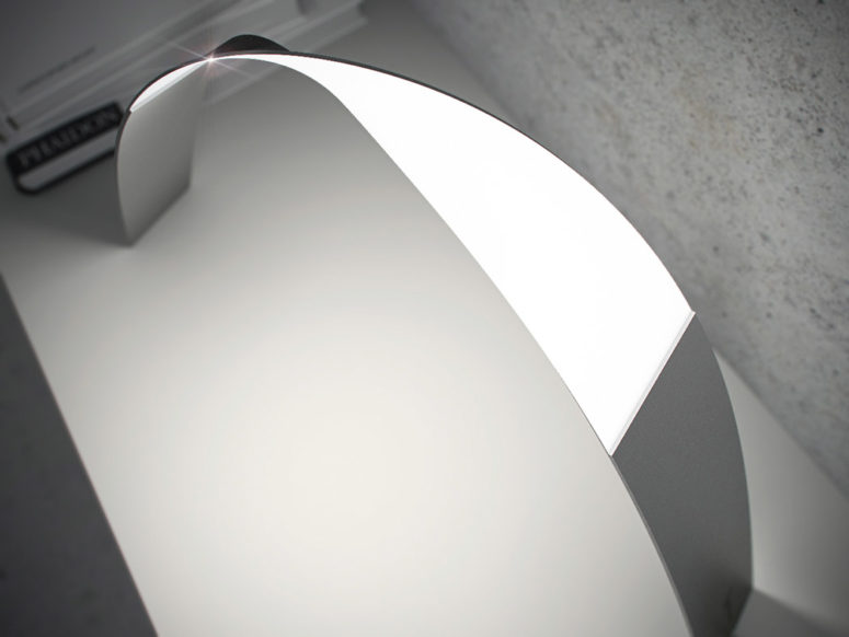 The piece has no buttons or switches, which make it not only a lamp but also a light decor piece