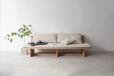 02 The sofa is made of wood and soft cushions, which are removable if you want to clean them