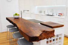 02 large live wood edge countertop as a breakfast area on the kitchen island