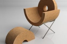 03 a cork chair and a foot stool with laconic and simple design