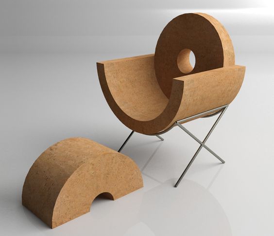 cork furniture. a cork chair and foot stool with laconic simple design furniture c